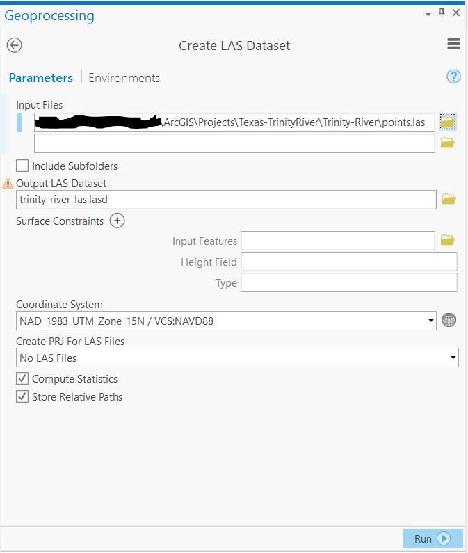 Create LAS Dataset Parameters