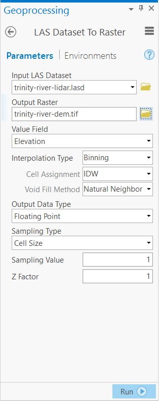 LAS Dataset to Raster Parameters